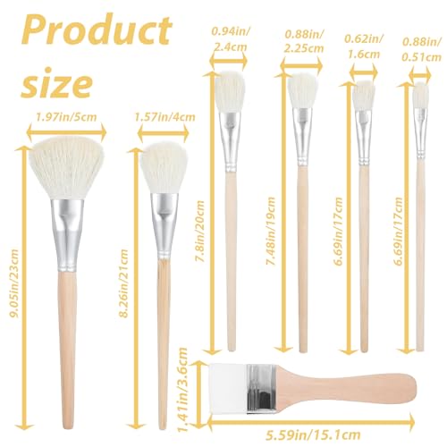 Jeffdad 7 PCS Mop Brush for Acrylic Painting, Versatile Blending Mop Brushes Paint Brushes Set with Wooden Handle for Acrylic Painting Watercolor Oil Painting Face Body Art