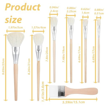 Jeffdad 7 PCS Mop Brush for Acrylic Painting, Versatile Blending Mop Brushes Paint Brushes Set with Wooden Handle for Acrylic Painting Watercolor Oil Painting Face Body Art