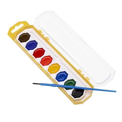 Cra-Z-art Washable Watercolors with Brush, 8 Colors, 1 Tray (10651) - size: 1 Count (Pack of 1)