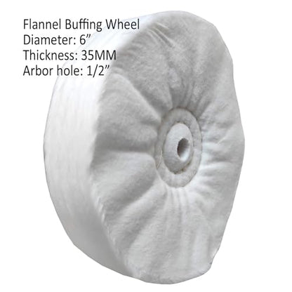 6pc 6" Cotton Buffing Polishing Wheel Kit for Bench Grinder,1/2" Arbor Hole | Includes 3pc 6" Cotton Polishing Buffing Wheel And 3pc 100g Bar Polishing Compound. For Polishing Aluminum, Brass & Jewelry - style: 6" X 1/2" AH 6PC