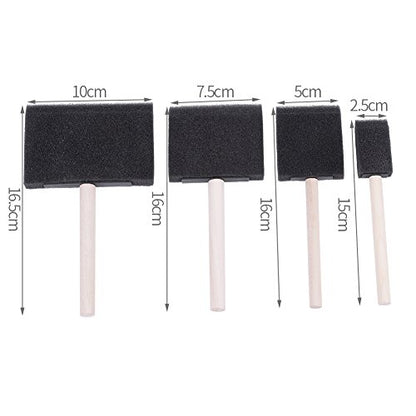 4Pcs Painting Sponge Brushes Foam Brush Set Painting Cleaning Tool Assorted Sized Brushes Drawing Cleaning Brush with Wooden Handle for Painting Dust Cleaning