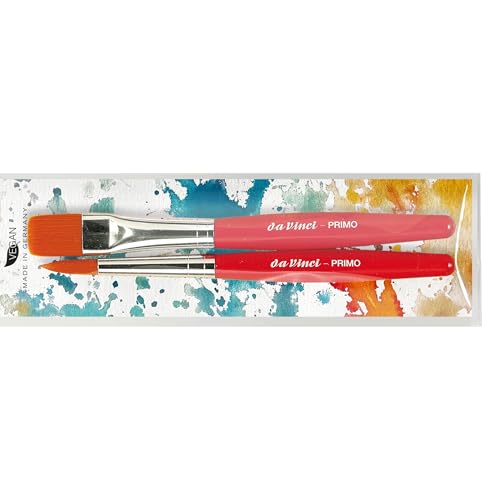 da Vinci Student Series 5019R Primo, Round and Flat Synthetic with Red Handle, Sizes 12 and 16 - color: Red, style: Synthetic