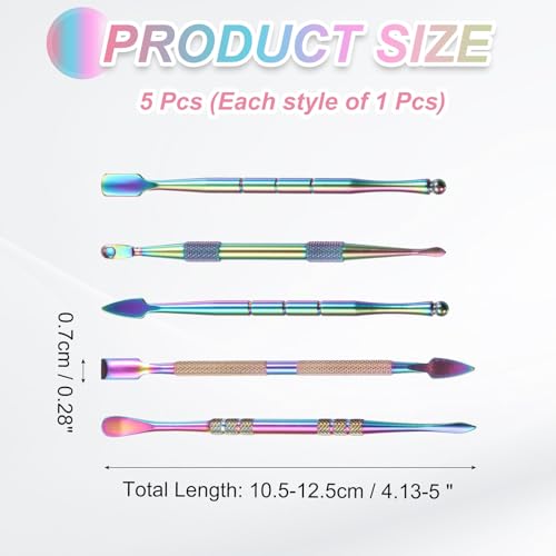 MECCANIXITY 6 Pcs Wax Carving Tools Stainless Steel Wax Carving Sculpting Tools with 5ml Silicone Container Jar for Modeling Shaping, Rainbow - color: Rainbow