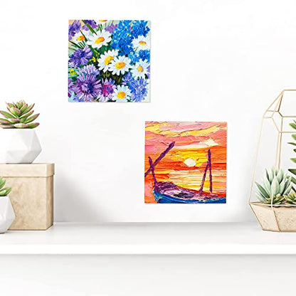 8 Pack Wood Panels 6 x 6 Inch Unfinished Wood Canvas Wooden Panel Boards for Painting, Pouring, Arts Use with Oils, Acrylics