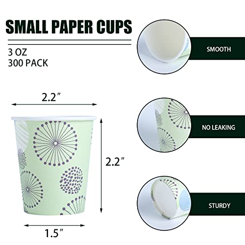 Clawsoff [300 Pack 3 oz Paper Cups, Disposable Bathroom Cups, Small Mouthwash Cups, Mini Paper Cups 3 Ounce for Bathroom - color: Green, size: 3 oz