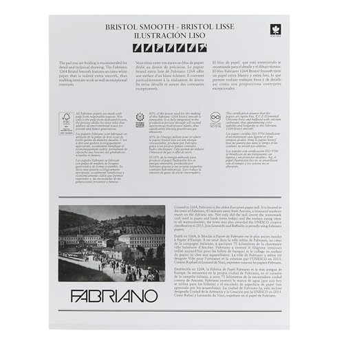 Fabriano 1264 Bristol Smooth Pad, 11" x 14", Glue Bound, 100 lb., 3-Pack - size: 11" x 14", 3-Pack