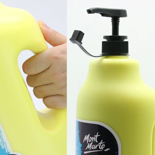 Mont Marte Discovery School Acrylic, Lemon Yellow, 1/2 Gallon (2 Liter). Ideal for Students and Artists. Excellent Coverage and Fast Drying. Pump Lid Included. - color: Lemon Yellow
