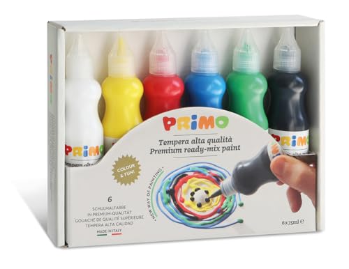Primo Tempera Paint Bottle Set, 75ml, 6-Colors, Classic - color: Classic Multicolor, size: 1 Count (Pack of 1), style: SET