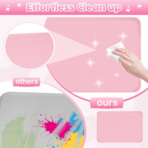 Large Silicone Mat for Crafts, 24"X19.7" Art Mat with Raised Edges for Clay, Resin, Slime, Jewelry-Making Table Protection Heat-Resistant Paint Mats, pink - color: Pink