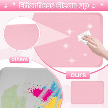 Large Silicone Mat for Crafts, 24"X19.7" Art Mat with Raised Edges for Clay, Resin, Slime, Jewelry-Making Table Protection Heat-Resistant Paint Mats, pink - color: Pink