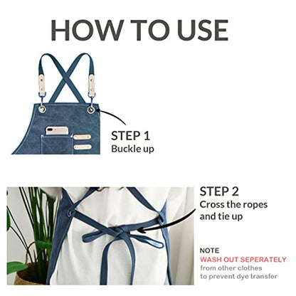 carrotez Adjustable Over sized Plus Size Canvas Apron with Pockets Men and Women Aprons - color: Navy