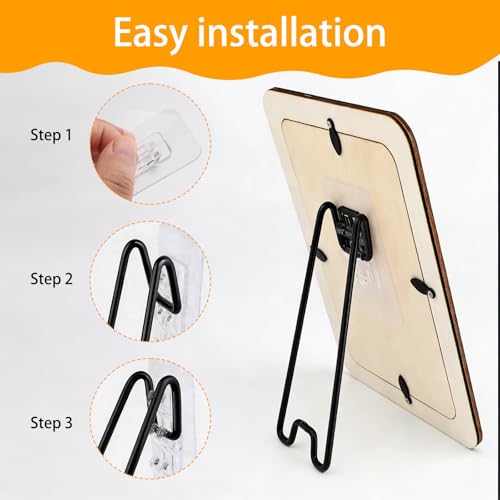6 Pcs Picture Frame Stand with Self Adhesive Backing,Adjustable Metal Picture Holder Easel for 5.9-10.2 Inch Photo Frames,Tabletop Frame Support Stand for Pictures,Artwork Display,Black,5.12"×2.12" - size: 6PCS Black 5.12×2.12 Inch
