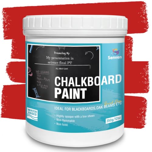 Chalkboard Paint Red Chalk Board Paint for Wood, Metal, Glass, Wall, Plaster Boards Sign, Frame, Interior/Exterior, Built-in Primer & Top Coat, Black Matte Finish, Acrylic, Non-Toxic, 350g, 12oz - color: Red, size: 12 Fl Oz (Pack of 1)