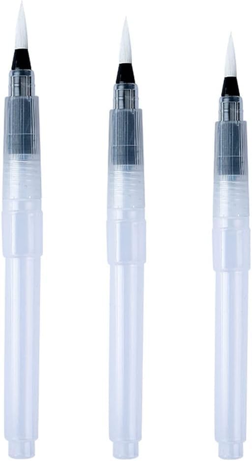 3/6Pcs Water Brush Pens Set Refillable Watercolor Pen Brush 3 Sizes Brush Tips for Blending Colors Creating Shades Watercolor Set Kids Adults Artist Professional, Art Paintbrush Sets