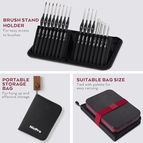 Nicpro All-in-One Miniature Painting Kit, Including 36 Colors Model Paint, Wet Palette, 16PCS Detail Paint Brushes Drybrush with Bag, Magnetic Painting Handle, Sponges, Pallet Paper, Brush Holder - color: 36 Model Paint + Wet Palette