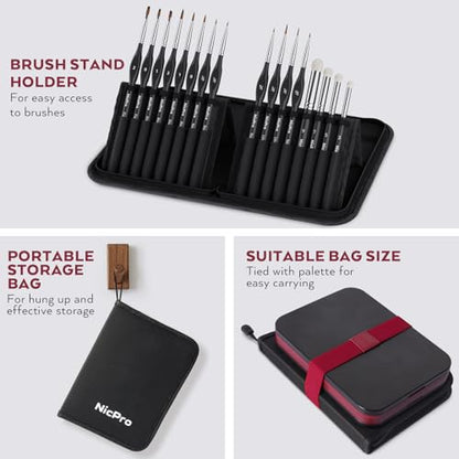 Nicpro All-in-One Miniature Painting Kit, Including 36 Colors Model Paint, Wet Palette, 16PCS Detail Paint Brushes Drybrush with Bag, Magnetic Painting Handle, Sponges, Pallet Paper, Brush Holder - color: 36 Model Paint + Wet Palette