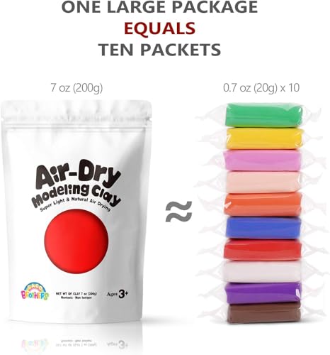 Sago Brothers Modeling Clay for Kids - Red, 7 oz Molding Magic Clay for Kids Air Dry, Super Soft Clay for DIY Slime, Ultra Light Air Dry Modeling Clay for Toddlers Children Teens | Molding magic clay for kids air dry, super soft for DIY slime. Ultra light