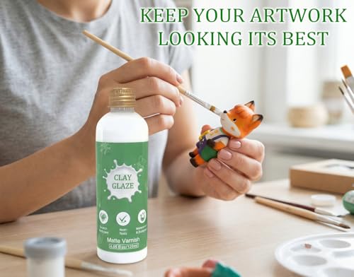 Air Dry Clay Glaze, 120ml Matte Finish, Prevent Clay Cracking, Scratch Resistant, Waterproof & Dustproof, for Crafts, Ceramics, Wood, Clay Sealant with Brush & Measuring Cup (4fl oz Matte) - color: Matte