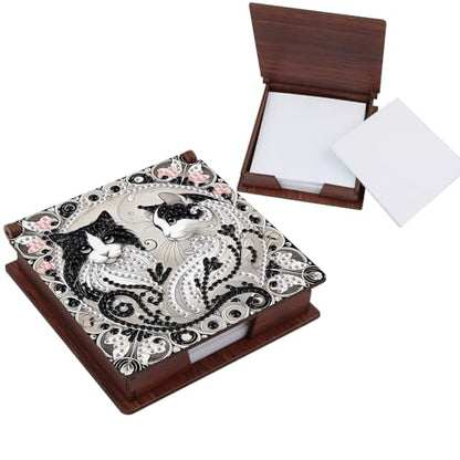 Diamond Painting Kit memo Box, Diamonds Art DIY cat Patterns Sticky Note Box Special Shape Drill, with 160 Sticky Note, Ideal for Home Office Supplies, Handicrafts, Holiday Gifts - color: cat