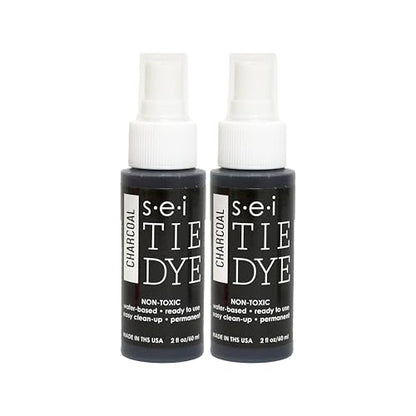 S.E.I. Charcoal Tie Dye Spray Bottle: 2oz. Non Toxic Fabric Dye Spray, DIY Permanent Clothing Dye, Ready to Use Tie Dye Supplies - 2 Pack - color: Charcoal, size: 2-Ounces