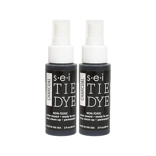 S.E.I. Charcoal Tie Dye Spray Bottle: 2oz. Non Toxic Fabric Dye Spray, DIY Permanent Clothing Dye, Ready to Use Tie Dye Supplies - 2 Pack - color: Charcoal, size: 2-Ounces