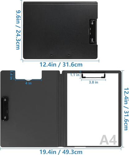 Clipboard Folder, A4 Foldable Clipboards, Office Clipboard Folder with Double Clips Metal Clip, 360 Degree Foldable Storage Clipboards for Office, School or Medical Field, Black - style: 1Pack- Black