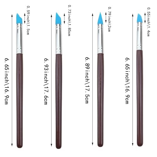 8 Pack Silicone Color Shapers Rubber Tip Brushes for Clay Pottery Sculpting