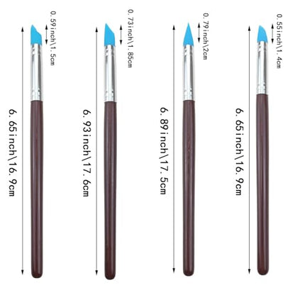 8 Pack Silicone Color Shapers Rubber Tip Brushes for Clay Pottery Sculpting