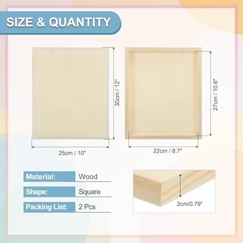MECCANIXITY 2 Pack Wood Canvas Boards, 10x12 Inch Art Canvases Square Unfinished Wood Panel for Painting, Crafts, DIY Projects, Pouring Art - size: 10x12 Inch