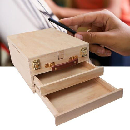 Adjustable Wooden Pochade Box Easel with Storage Drawers for Art Painting, Sketching, Portable Table Easel for Artists and Students