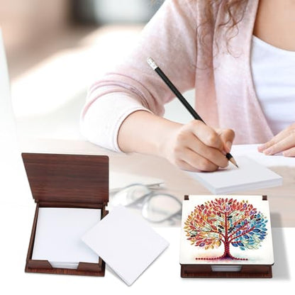 Diamond Painting Kit memo Box, Diamonds Art DIY Four Seasons Tree Patterns Sticky Note Box Special Shape Drill, with 160 Sticky Note, Ideal for Home Office Supplies, Handicrafts, Holiday Gifts - color: Four Seasons Tree