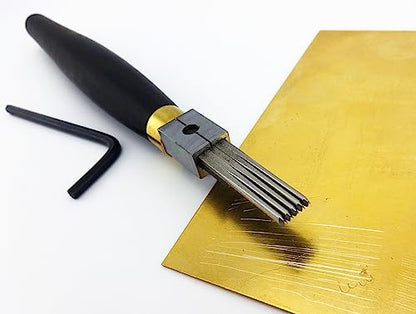 1pc Print Printmaking Copperplate Woodcut Wood Carving Push Rows Line Cutter Chisel Tool 5 lines 1.2mm Spacing U-shaped Round Groove Interchangeable Head