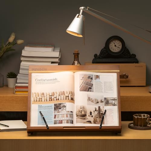 MEEDEN PRO A3 Tabletop Easel with Page Clips, 2 in 1 Versatile Drawing Board for Painting & Book Stand for Reading, 7-Position Adjustable Desktop Easel with Rubber Bands, Foldable Cookbook Holder