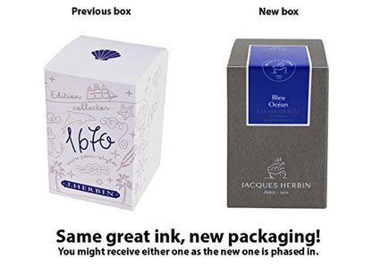 J. Herbin 1670 Anniversary Inks - Gold Sheen 50 ml Bottled - Blue Ocean (Deep Blue Ink) - color: Blue Ocean