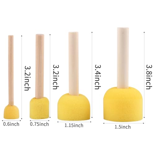 20 Pcs Round Foam Paint Brushes - Round Painting Sponges 4 Sizes (0.6", 0.75", 1.15", and 1.5") - Premium Foam Brushes - Sponge Brush Ideal Painting Tools for Kids, Acrylics & Varnishes