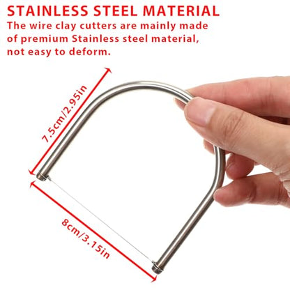 Stainless Steel Pottery Clay Wire Cutter, Pottery Clay Wire Cutter, Hand-Pottery Tools and Supplies, Trimming Ceramic Pottery-Sculpting Tool for Cutting Mud, DIY Clay-Modeling, Ceramics, Sculpting