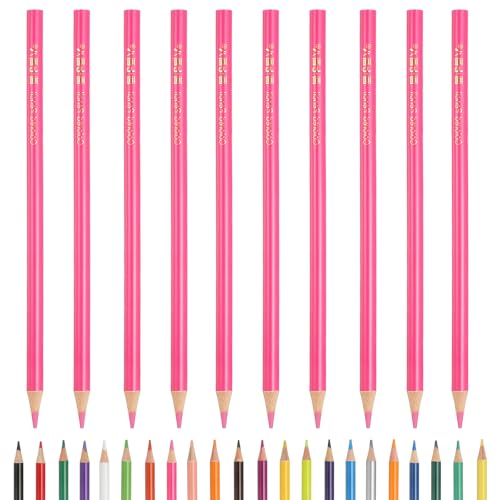 PATIKIL Colored Pencils, Pink Color Drawing Pencils with Oil-Based Cores Art Scrapbook Supplies for Adult Coloring Books Artists Beginners Drawing Sketching, 10 Pcs - color: Pink