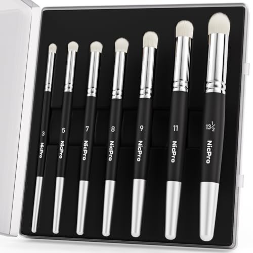 Nicpro Dry Brush Miniature Painting, 7 Sizes Professional Acrylic Drybrush Set with Storage Case, Hobby Detail Paint Brushes for Tabletop & Wargames Miniatures Models Figures Painting