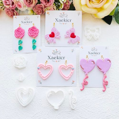 Valentine’s Day Polymer Clay Cutters Set – Romantic Polymer Clay Molds, Clay Cutters, Clay Earring Cutters, Clay Tools - color: 2H color