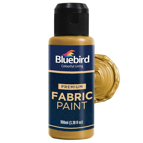 BLUEBIRD Fabric Paint, Light Gold, 3.4 Fl Oz, Permanent Fabric Paints for Clothes, Furniture Upholstery - color: Light Gold, size: 3.4 Fl Oz (Pack of 1)