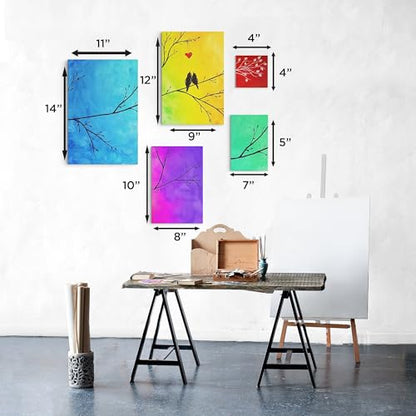 BLUEBIRD Canvas Board Set of 10 (2 each of 4x4, 5x7, 8x10, 9x12, 11x14) Acrylic Gesso 28.2 Oz - Black