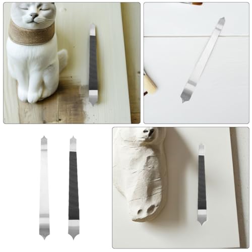 Sewroro 2pcs Stainless Steel Clay Tools for Pottery and Ceramic Sculpture, Fish Scale Texture Carving Knives for Artists and Hobbyists, Clay Cutting and Smoothing Supplies for Modeling