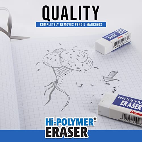 Pentel Hi-Polymer Block Eraser Small White, Pack of 4 (ZEH05BP4) - size: 4 Count (Pack of 1)