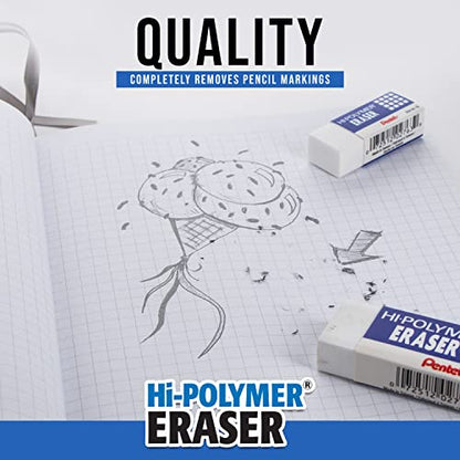 Pentel Hi-Polymer Block Eraser Small White, Pack of 4 (ZEH05BP4) - size: 4 Count (Pack of 1)