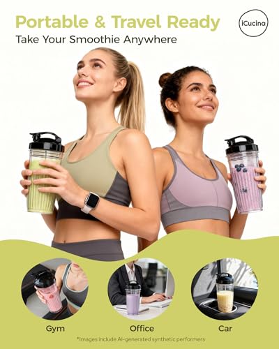 ICUCINA Replacement Blender Cups, Compatible with NutriBullet 600W/Pro 900W/Pro+, 37oz BPA-Free Tritan Smoothie Cups with Flip-Top To-Go Lids, 2-Pack Blender Accessories, Dishwasher Safe - size: 37 ounces