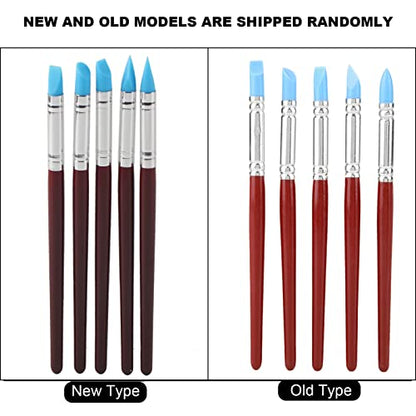 5Pcs Rubber Tip Paint, Silicone Clay Tools, Delicate Durable Silicone Pen Head Smooth Handle Color Shapers Brushes for Clay Sculpture Pottery DIY Shaping Carving Tool