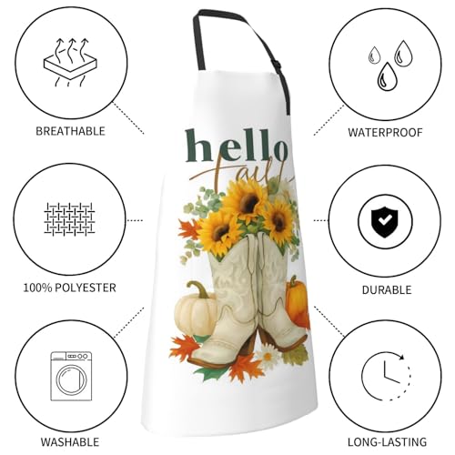 KKdskkds Tribal Boho Geometric Multi-Purpose Adjustable Waterproof Apron With Pocket For Men Women - color: Sunflower in Cowboy Boots, Pumpkin