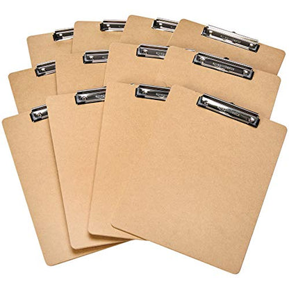 Amazon Basics Hardboard Office Clipboard, Letter Size, 9" x 12.5", Brown, 12-Pack - size: 12-Pack