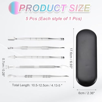 MECCANIXITY 6 Pcs Wax Carving Tools Stainless Steel Wax Carving Sculpting Tools with 5ml Silicone Container Jar and Portable Metal Black Case for Modeling Shaping, Silver Tone - color: Silver Tone, Black Metal Case