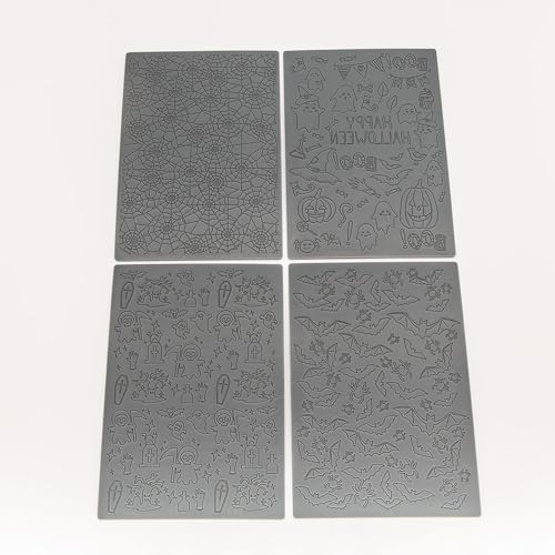 Halloween Polymer Clay Texture Sheets for Earring Jewerly Making,Spider Web Ghost Bat Texture Mat for Polymer Clay Projects Polymer Clay Earrings Tools，4pcs/Pack